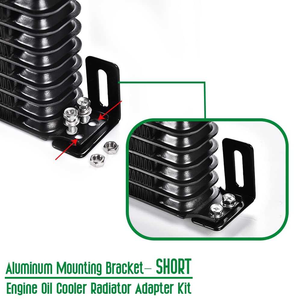 G-PLUS Universal Oil Cooler Radiator Adapter Kit Compatible With Universal 340MM Aluminum Engine Mounting Bracket Replacement (Short)