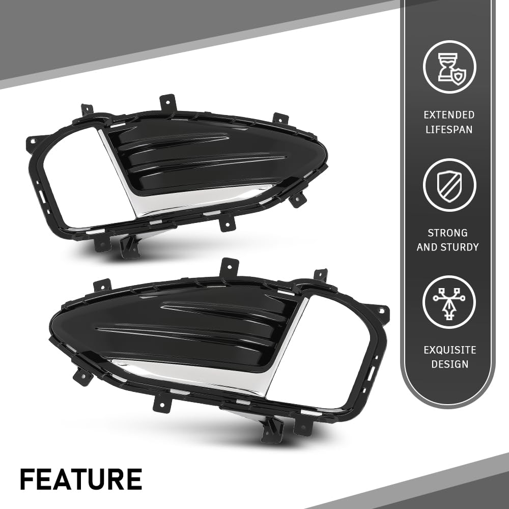 G-PLUS Front Fog Lights Lamp Cover Chrome Trim Bezel Compatible with Ford Edge 2019-2022 KT4Z15266CA, KT4Z15266CB Black