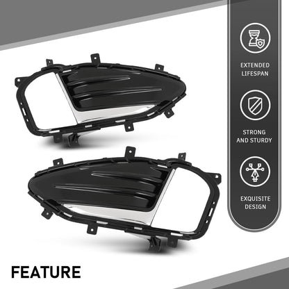G-PLUS Front Fog Lights Lamp Cover Chrome Trim Bezel Compatible with Ford Edge 2019-2022 KT4Z15266CA, KT4Z15266CB Black