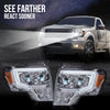 G-PLUS Headlights LED DRL Compatible with Ford F150 2009-2014 Headlamps Pair Left & Right Tube Dual Projector Smoky Lens Chrome Housing Amber Reflector,faros delanteros