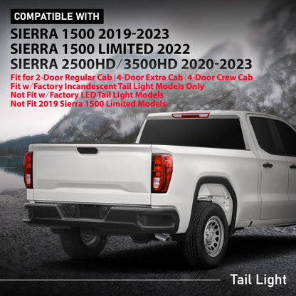 G-PLUS Tail Light Rear Brake Lamp Right Side Compatible with 2019-2023 GMC Sierra 1500 /Fit 2020-2023 Sierra 2500HD 3500HD, for w/Factory Incandescent Model Red