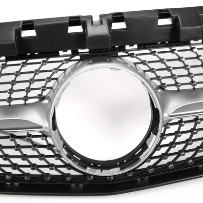 Diamond Star Front Bumper Mesh Grille Compatible with W117 CLA Class CLA180 CLA200 CLA250 CLA45 AMG 2014-2016 Silver Hood Upper Grille Assembly