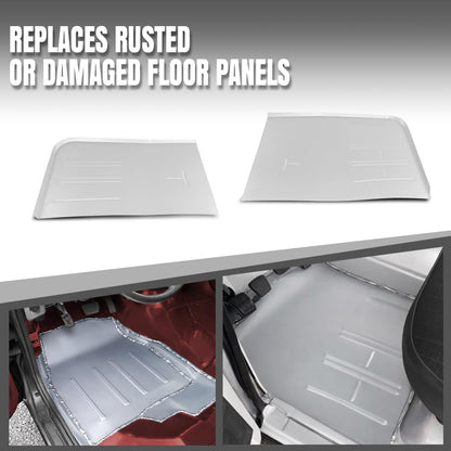 G-PLUS Galvanised Front Floor Mat Fit Ford F100 F150 F250 F350 1967-1979 / Bronco 1978-1979 1st Row Truck Accessories Cargo Liners All Weather Protection 2PCS Sliver Alfombras para Carro