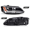 G-PLUS Headlights Headlamps w/Bulbs Right Passenger Compatible with Volkswagen Jetta 2011-2018 5C7941006, VW2503146 Clear Lens Chrome Housing Amber Reflector