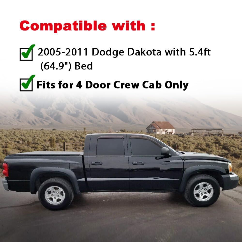 G-PLUS Fender Flares, Compatible with Dodge Dakota Crew Cab Pickup 2005 2006 2007 2008 2009 2010 2011 Wheel Flares (Smooth Factory 4 PCS)