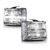 G-PLUS LED DRL Headlights, Fit Chevy Silverado 2500 3500 & HD 2007-2014/Fit Chevy Silverado 1500 2007-2013 Headlamps, Left & Right Clear Lens Chrome Housing Clear Reflector,faros delanteros