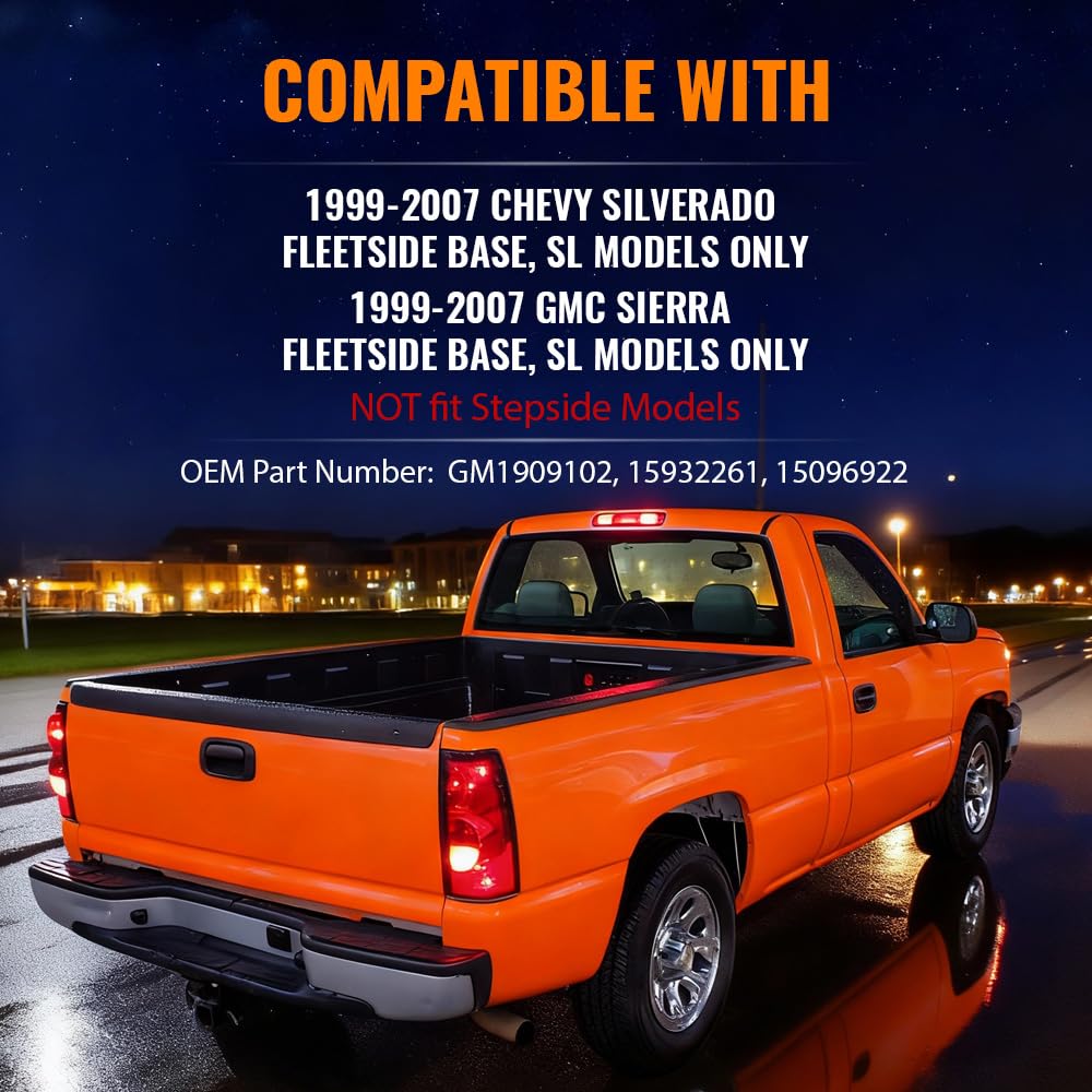 G-PLUS Tailgate Molding Cap Compatible with Chevy Silverado GMC Sierra Fleetside Base, SL 1999-2007 (Not fit Stepside Trucks) Spoiler Top Moulding Protector Cover 1593226 GM1909102
