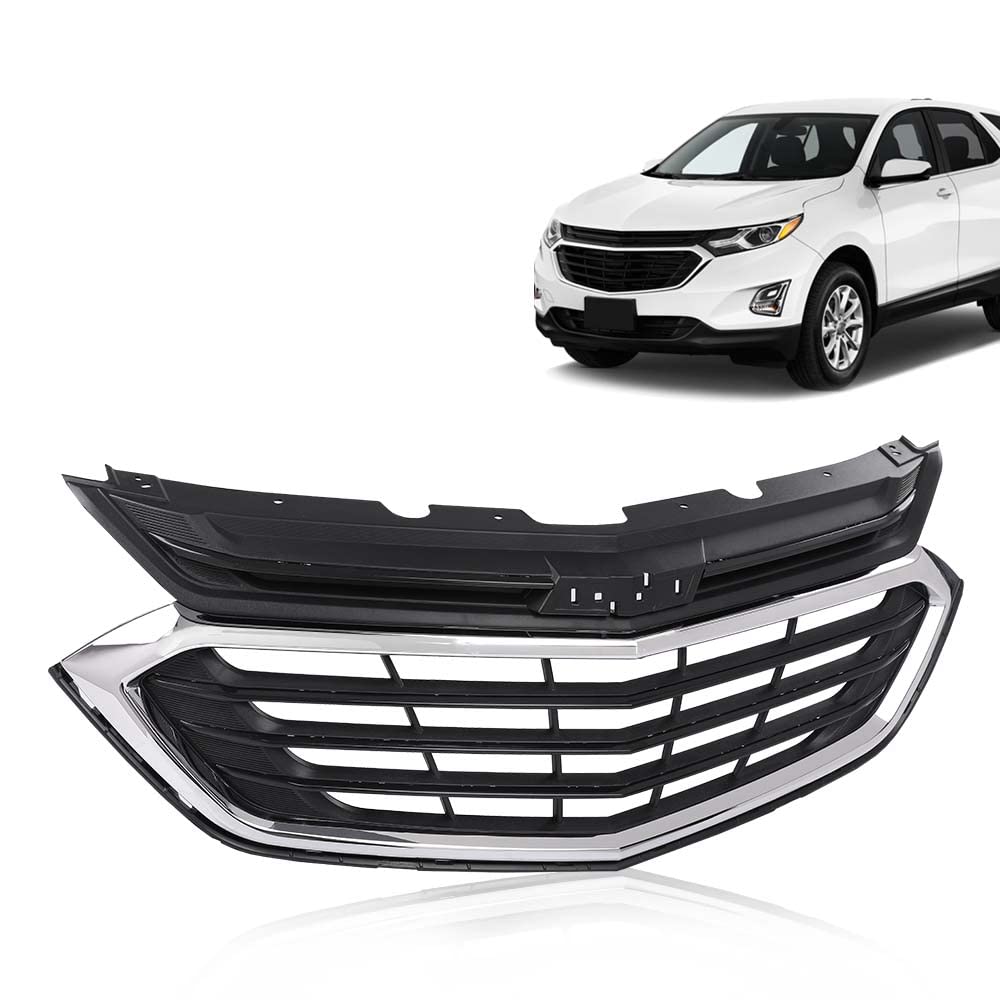 G-PLUS Front Bumper Upper Grille Grill, Compatible with Chevy Equinox 2018 2019 2020, Black & Chrome