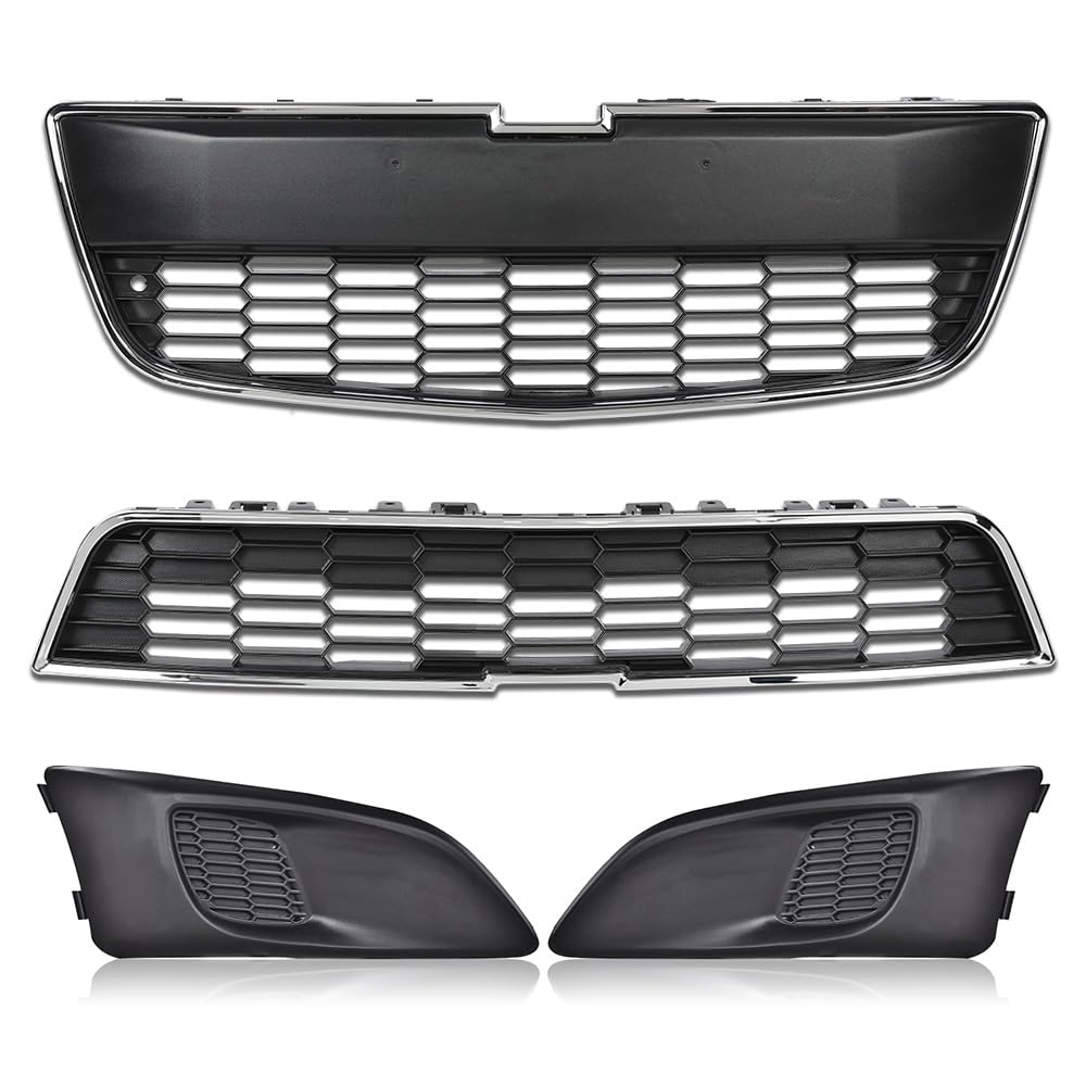 G-PLUS Fog Light Covers & Front Upper & Lower Bumper Grille Grill Compatible with 2012-2016 Chevy Sonic 95215846
