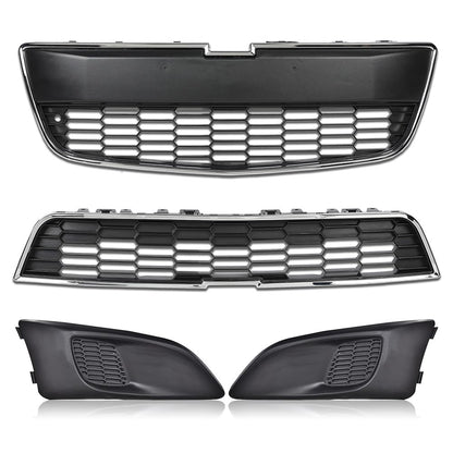 G-PLUS Fog Light Covers & Front Upper & Lower Bumper Grille Grill Compatible with 2012-2016 Chevy Sonic 95215846