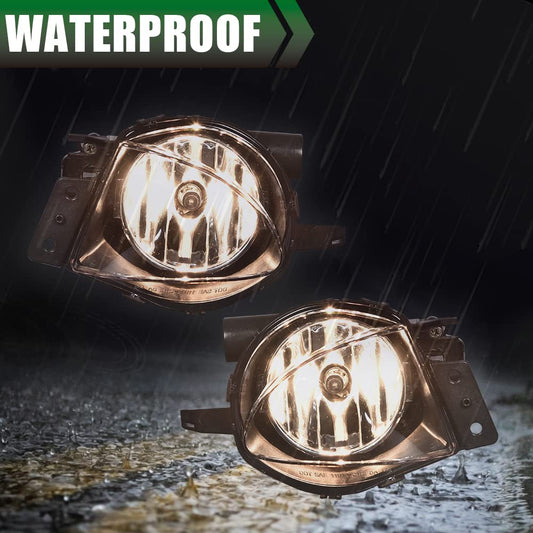 GPLUS Bumper Fog Lights W/bulb Compatible With 2006-2008 BMW E90 325i 328i 330i 335i, Driver & Passenger Side Bumper Mounted Fog Lamps (Clear lens) neblineros para autos delantero faros antiniebla