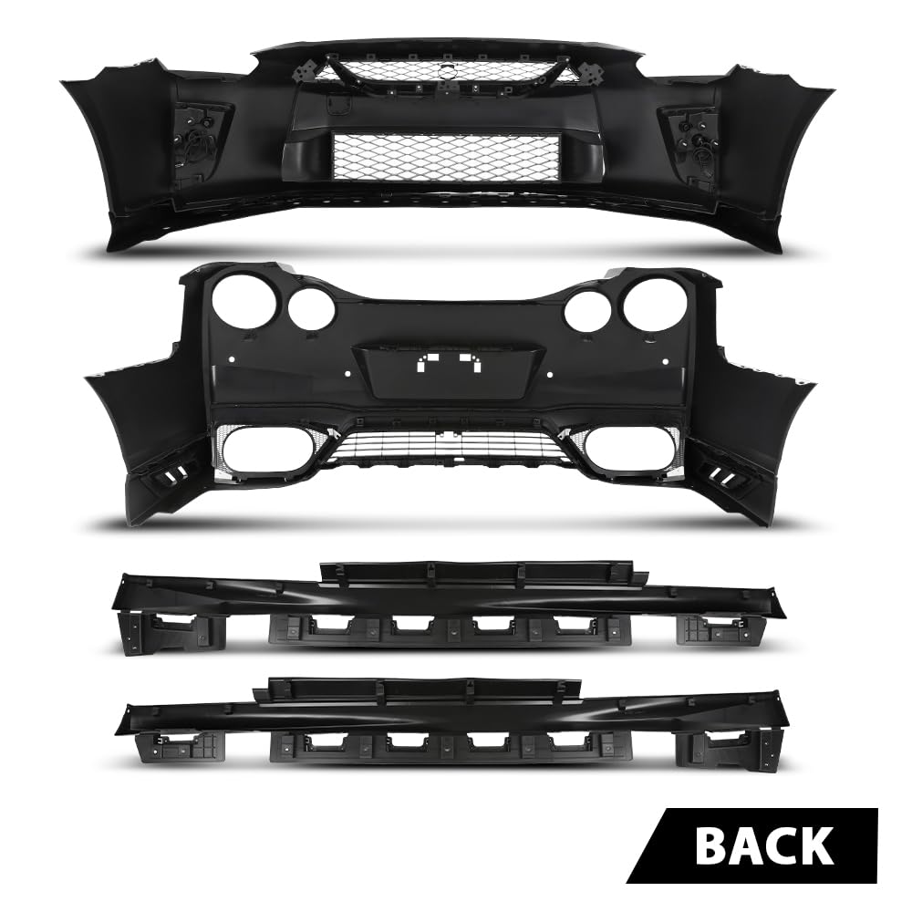 G-PLUS Front Rear Lip Bumper Guard Skid Kit Compatible with Nissan GTR R35 2009-2022, FEA0M-6AVMA, FBM226AV0H, Black
