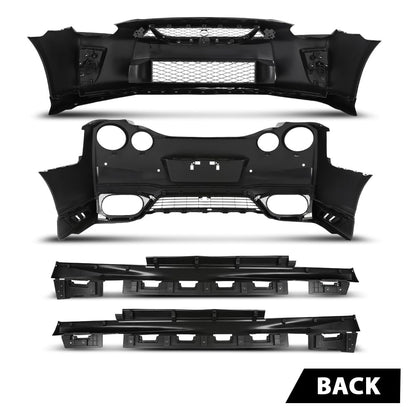 G-PLUS Front Rear Lip Bumper Guard Skid Kit Compatible with Nissan GTR R35 2009-2022, FEA0M-6AVMA, FBM226AV0H, Black