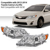 G-PLUS Headlights Assembly Compatible with Toyota Camry L/Le/Xle 2012-2014 Headlamps Pair Halogen Clear Lens Chrome Housing Amber Reflector,faros delanteros