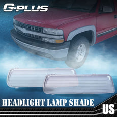 G-PLUS Headlight Lens Cover 2PCS for Chevy Silverado 1500 2500 3500 1999-2002 Clear Lens Close-up View