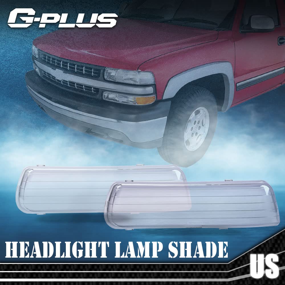 G-PLUS Front Headlight Lenses Cover Compatible with 1999-2002 Chevy Silverado 1500 2500 3500,Left & Right Side Replacement A Pair (Clear Lens)