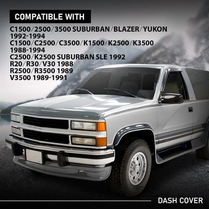 G-PLUS TPE Dash Cover Dashboard Panel Beige Compatible with Chevy Blazer GMC Yukon 1992-1994, Fit Chevy & GMC C1500 C2500 C3500 K1500 K2500 K3500 1988-1994