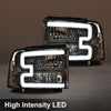 G-PLUS LED Headlights Compatible with Ford F250 F350 F450 F550 Super Duty 2005-2007 DRL BAR Headlamps Smoky Lens Chrome Housing Amber Reflector,faros delanteros