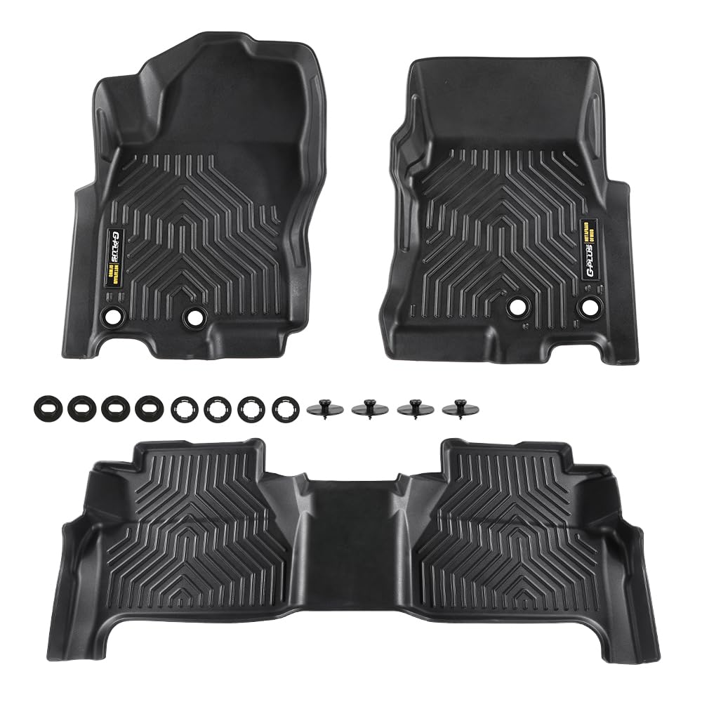 G-PLUS TPE Cargo Liners Compatible with Nissan Frontier 2022-2025 (Only Fit Crew Cab w/2nd Row Under-Seat Storage,Not Fit King Cab) 3PCS 1st & 2nd Row All Weather Full Cover Protection