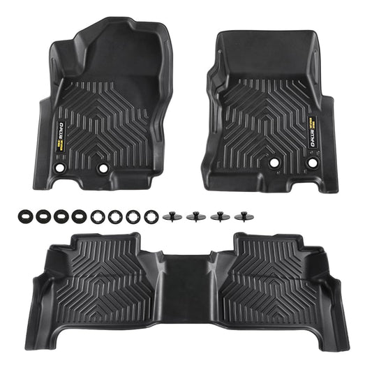 G-PLUS TPE Cargo Liners Compatible with Nissan Frontier 2022-2025 (Only Fit Crew Cab w/2nd Row Under-Seat Storage,Not Fit King Cab) 3PCS 1st & 2nd Row All Weather Full Cover Protection