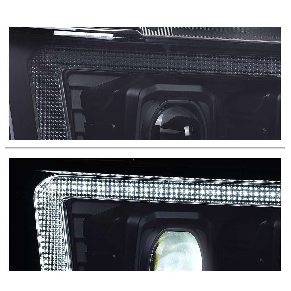 G-PLUS LED Headlights Assembly Fit Chevy Tahoe Avalanche Subarban 1500 2500 2007-2014 DRL Corner Turn Signal Headlamps Set Pair Left & Right Smoky Lens Black Housing Clear Reflector,faros delanteros
