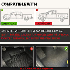 G-PLUS Floor Mats for Nissan Frontier Crew Cab 2008-2021 TPE Black Front View