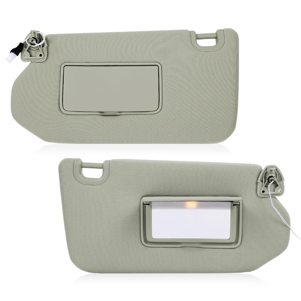 G-PLUS Gray Left & Right Sun Visor 1 Pair with Lights & Mirror Compatible with 2013-2018 Nissan Pathfinder (Platinum, SL, SV)/ 2014-2017 Infiniti QX60 96400-9PB0A,96401-9PB0A