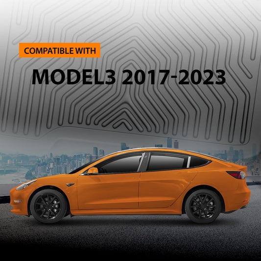 G-PLUS Model 3 Floor Mats & Cargo Liner Fit Tesla Model 3 2017-2023 Floor Liners TPE Custom Fit All Weather Full Cover Protection 1st & 2nd & 3rd Row Car Floor Mats,alfombras para carro Black 6PCS