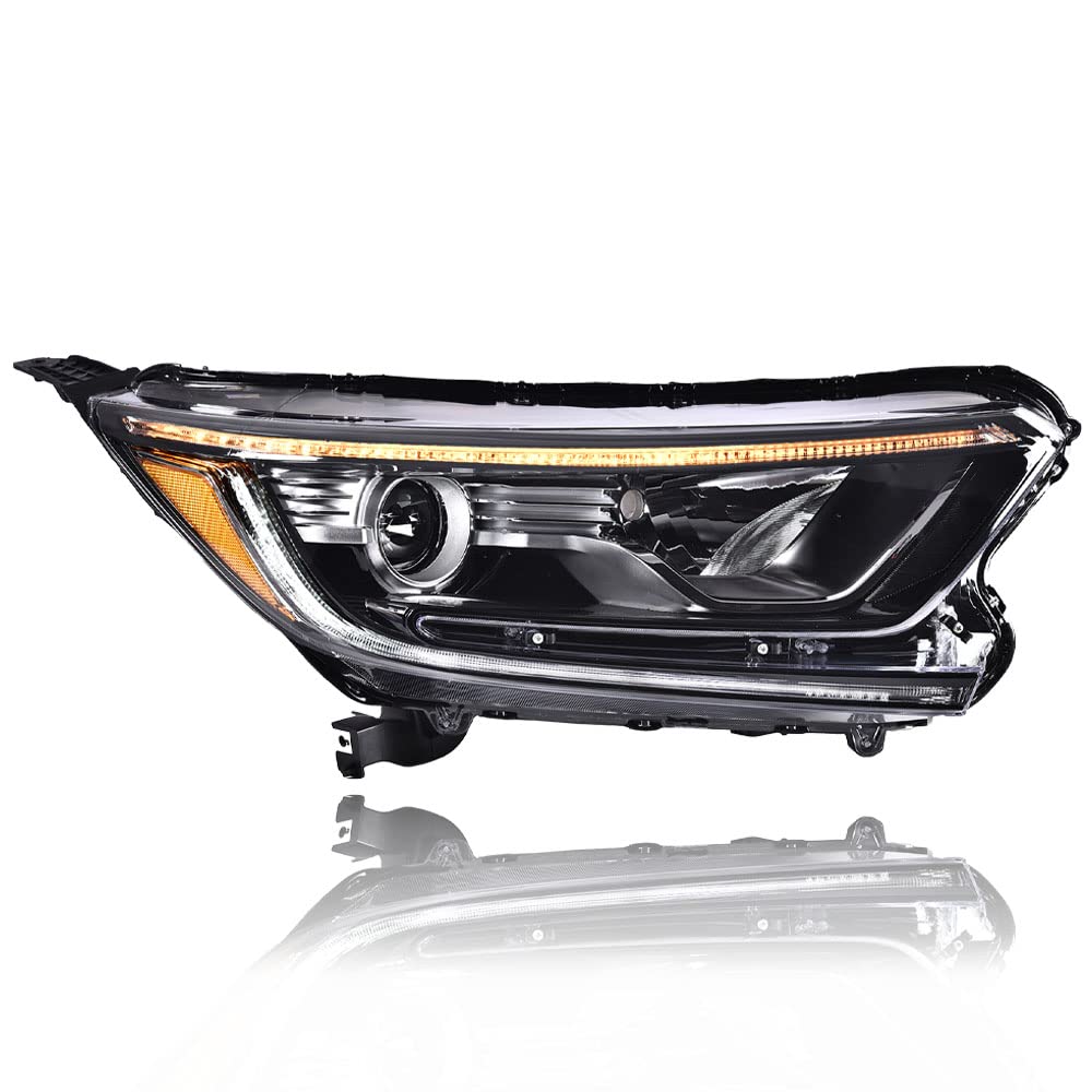 G-PLUS Headlights Assembly, Compatible with 2017 2018 2019 Honda CRV CR-V Right Bumper Headlamp, Clear Lens Black Housing Amber ReflectorBumper Headlamps,faros delanteros