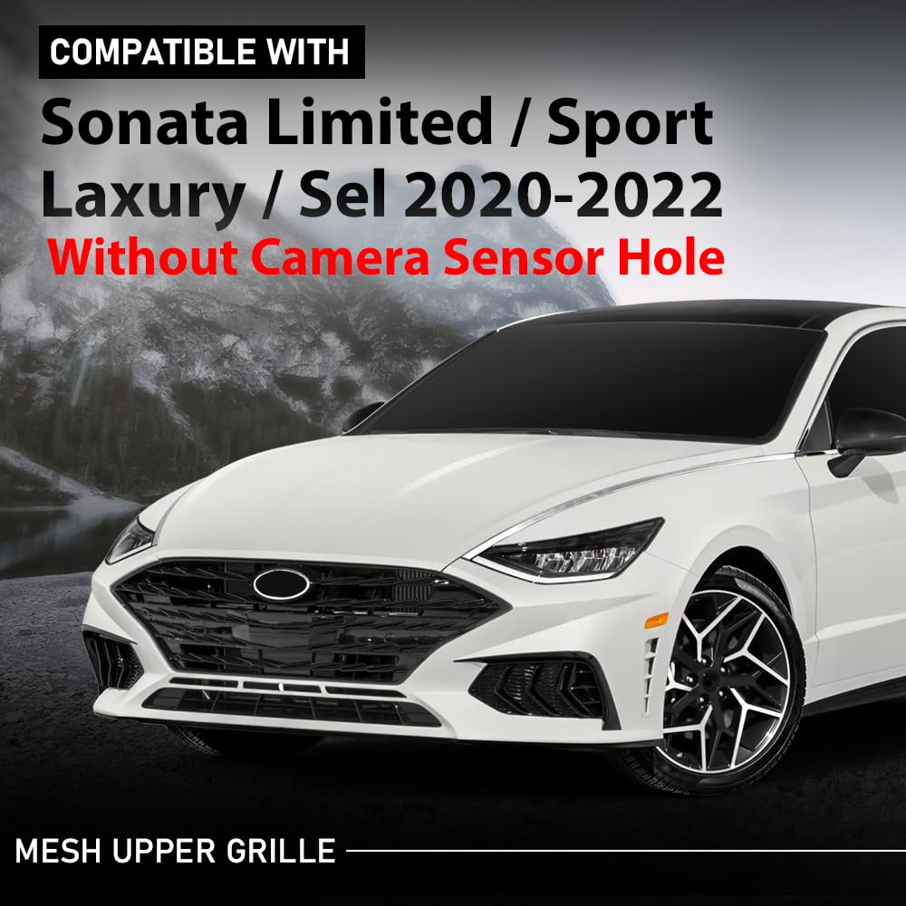 G-PLUS Grille Mesh Upper Grill Without Camera Hole Compatible with Hyundai Sonata Limited/Sport/Laxury/Sel 2020-2022 863A0-L0760
