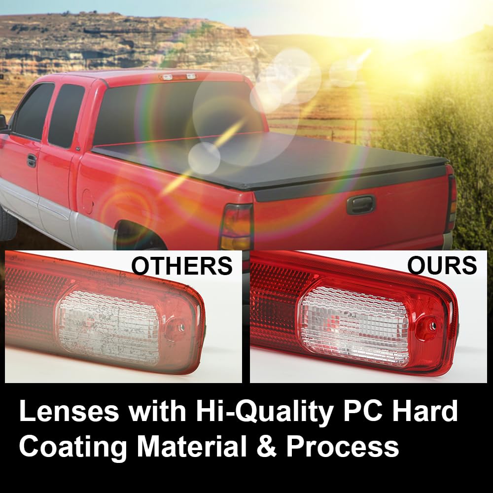G-PLUS 3rd Brake Light w/Bulb Fit Chevy Silverado GMC Sierra 1500 2500 3500 & HD Models 1999 2000 2001 2002 2003 2004 2005 2006 /Fit Chevy Silverado GMC Sierra Classic Models 2007 923-240 15884341