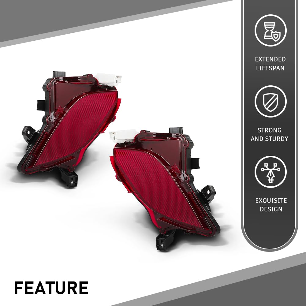 G-PLUS Rear Bumper Reflector Pair Right and Left Compatible with Toyota Highlander XSE/Hybrid Bronze Edition 2020-2023 81490-0E060, 81480-0E060,814900E060, 814800E060, TO1184117, TO1185117 Red