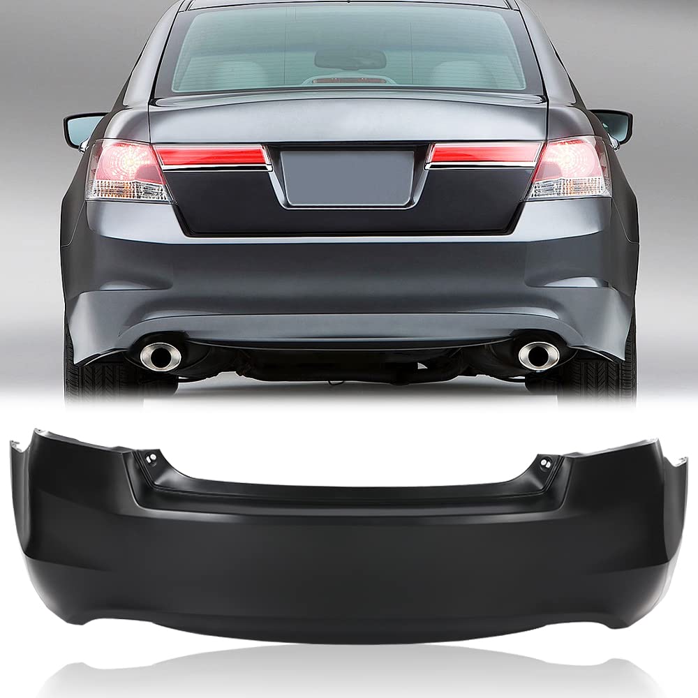 G-PLUS Rear Bumper Cover Compatible with Honda Accord V6 Sedan Dual Exhaust 2008 2009 2010 2011 2012, 04715TA1A91ZZ, HO1100245, Primered Black