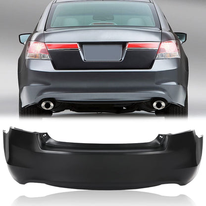 G-PLUS Rear Bumper Cover Compatible with Honda Accord V6 Sedan Dual Exhaust 2008 2009 2010 2011 2012, 04715TA1A91ZZ, HO1100245, Primered Black