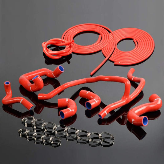 G-PLUS 3-Ply Nylon Silicone Radiator Coolant Hose Kit Clamps W/Vacuum Pipe Kit, Compatible with BMW E30 M20 325 325i 6cy non-A/C 1988 1989 1990 1991 1992 1993 Red