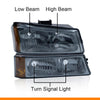 G-PLUS Headlights Assembly + Tail Lights Fit Chevy Silverado 1500 1500 HD 2500 2500 HD 2003-2006, Smoky Lens Chrome Housing Amber Reflector Headlamps Assembly Dark Red Taillights