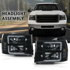 G-PLUS LED Headlights for GMC Sierra 1500 2500HD 3500HD 2007-2014 Smoke Black Clear Product Image