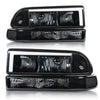 G-PLUS LED Headlights Assembly Front Headlamps Left Right Fit Chevy Blazer 1998-2005, Fit Chevy S10 Pickup 1998-2004 with Bumper Lights Smoke Lens Black Housing Clear Reflector,faros delanteros