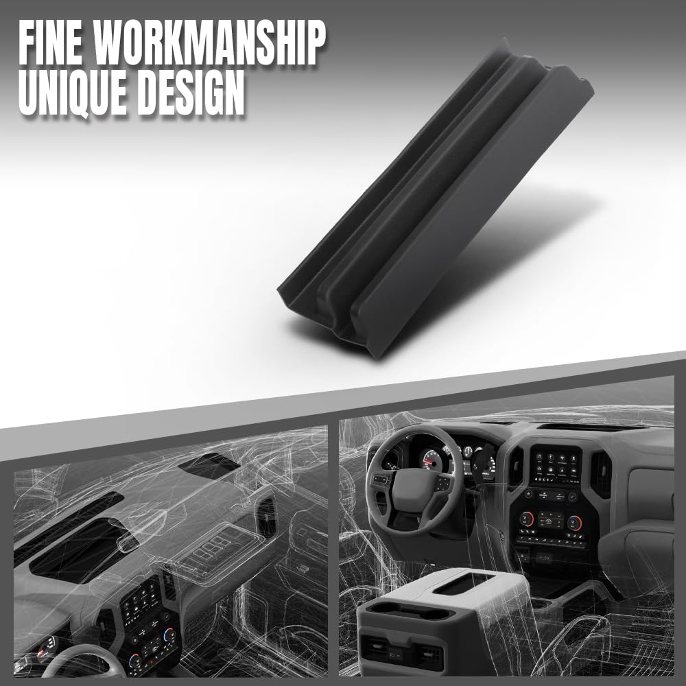 G-PLUS Center Console Front Rubber Liner Stepped Compatible with Chevy Silverado GMC Sierra 2014 2015 2016 2017 2018 2019 22781201 Black