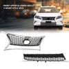 G-PLUS Front Upper Lower Grille 2pc Set Compatible with LX RX350 2013-2015 531120E110, LX1036108, 531010E150, LX1200178 Chrome Black