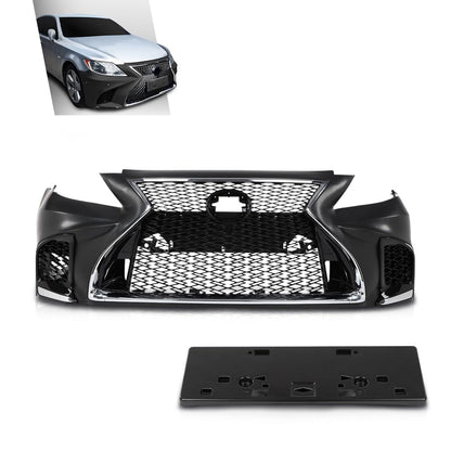 G-PLUS Front Bumper Set (Front Bumper, License Plate) Compatible with 2007-2009 LX LS460 to 18+ LS F-Sport Style 2Pcs