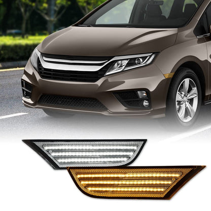 G-PLUS LED Sequential Signal Lamp Side Marker Lights Compatible with Honda Odyssey 2018 2019 2020 2021 2022 33800-THR-A01, 33850-THR-A01 Clear Lens