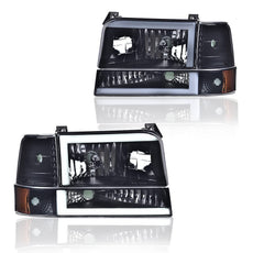 G-PLUS LED DRL Headlights for Ford Bronco F150 F250 F350 1992-1996 Black Housing