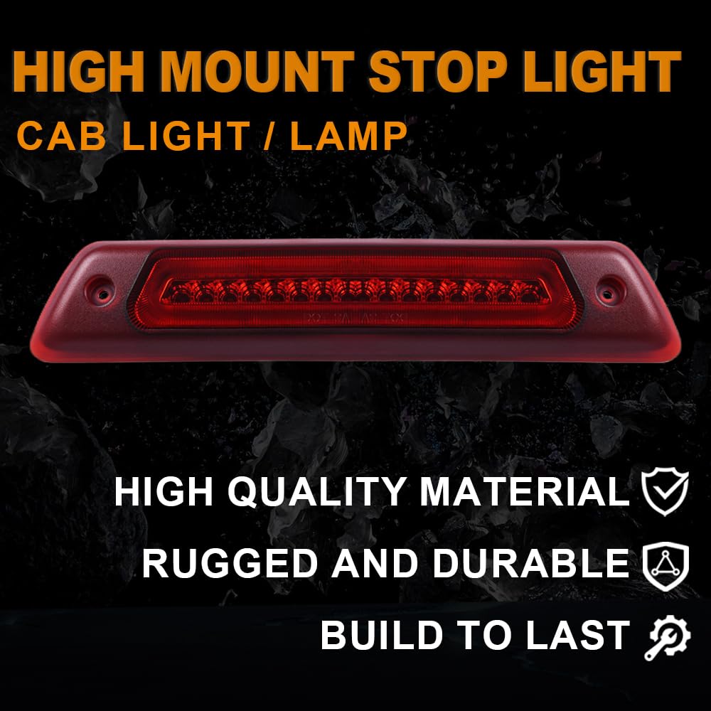 G-PLUS LED Third Brake Light Compatible With 2009-2014 Ford F150 High Mount Rear 3rd Cargo Tail Lamp Waterproof(Red lens Chrome Housing)