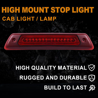 G-PLUS LED Third Brake Light Compatible With 2009-2014 Ford F150 High Mount Rear 3rd Cargo Tail Lamp Waterproof(Red lens Chrome Housing)