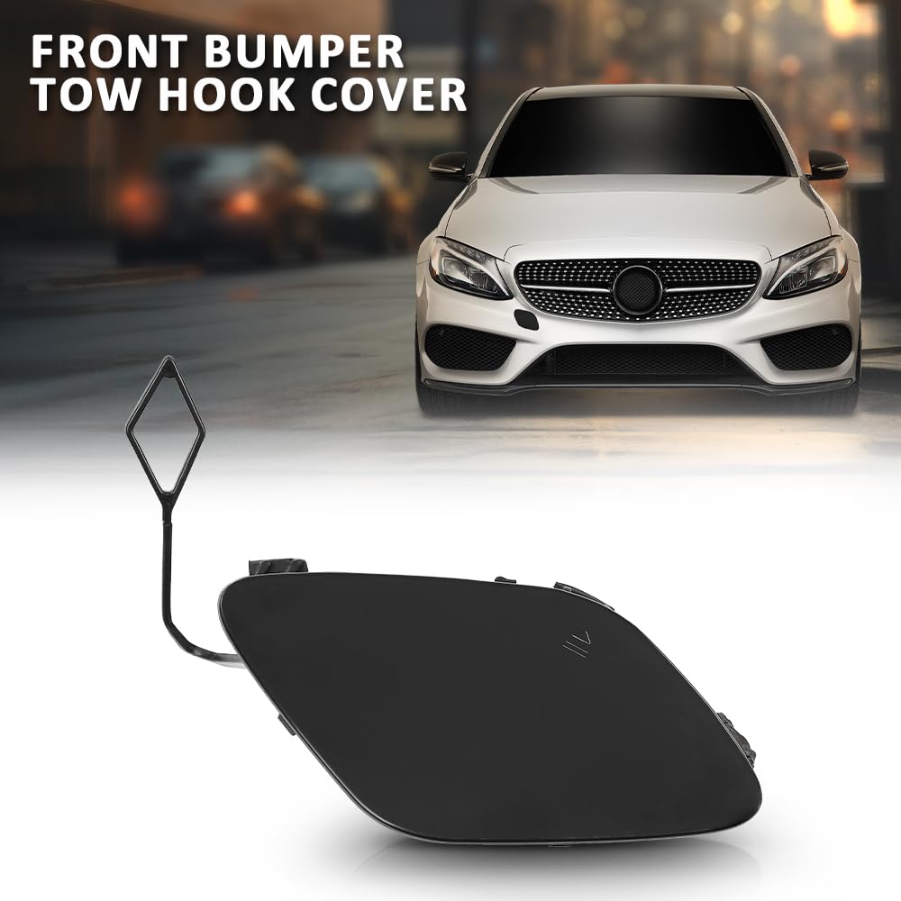 G-PLUS Front Bumper Towing Cover Tow Hook Cover Compatible with Benz W205 C-Class C200/220/250/300/350/400 2015-2018 A2058850324