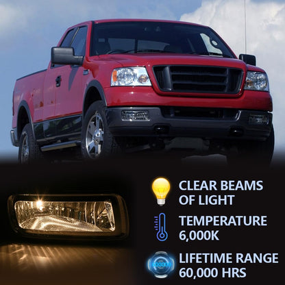 G-PLUS Front Bumper Fog Lights Lamps Compatible with 2004 2005 2006 Ford F150 Lincoln Mark LT Pickup Truck Driver and Passenger Side Smoke Lens Driving Fog Lamp Accessories