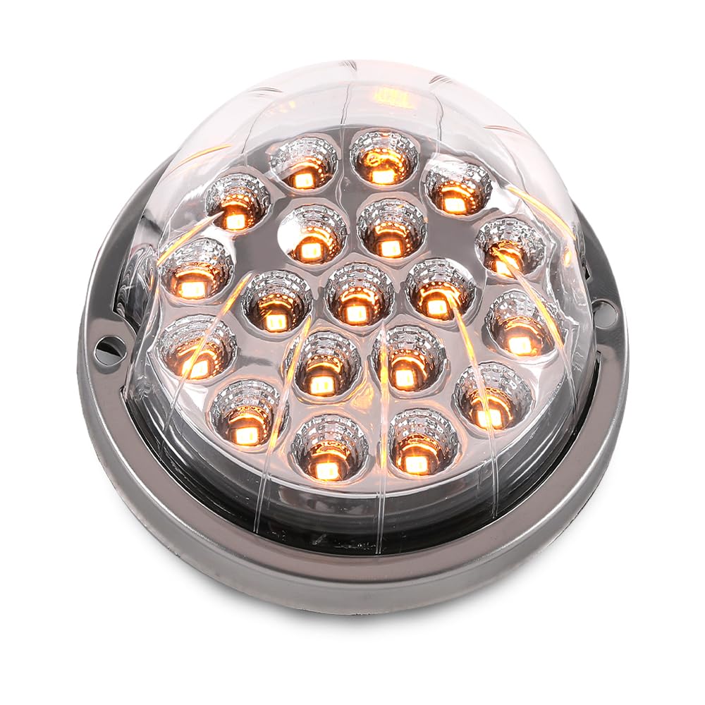 G-PLUS Clear Lens Amber LED Light Marker Turn Signal Light Lamp w/Base universal