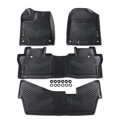 G-PLUS TPE 4PCS Floor Mats Compatible with Honda Pilot Sedan & Hatchback Coupe 8 Passenger Models 2016-2022, 1st & 2nd & 3rd Row All Weather Floor Liners Accessories Cargo Liner Black