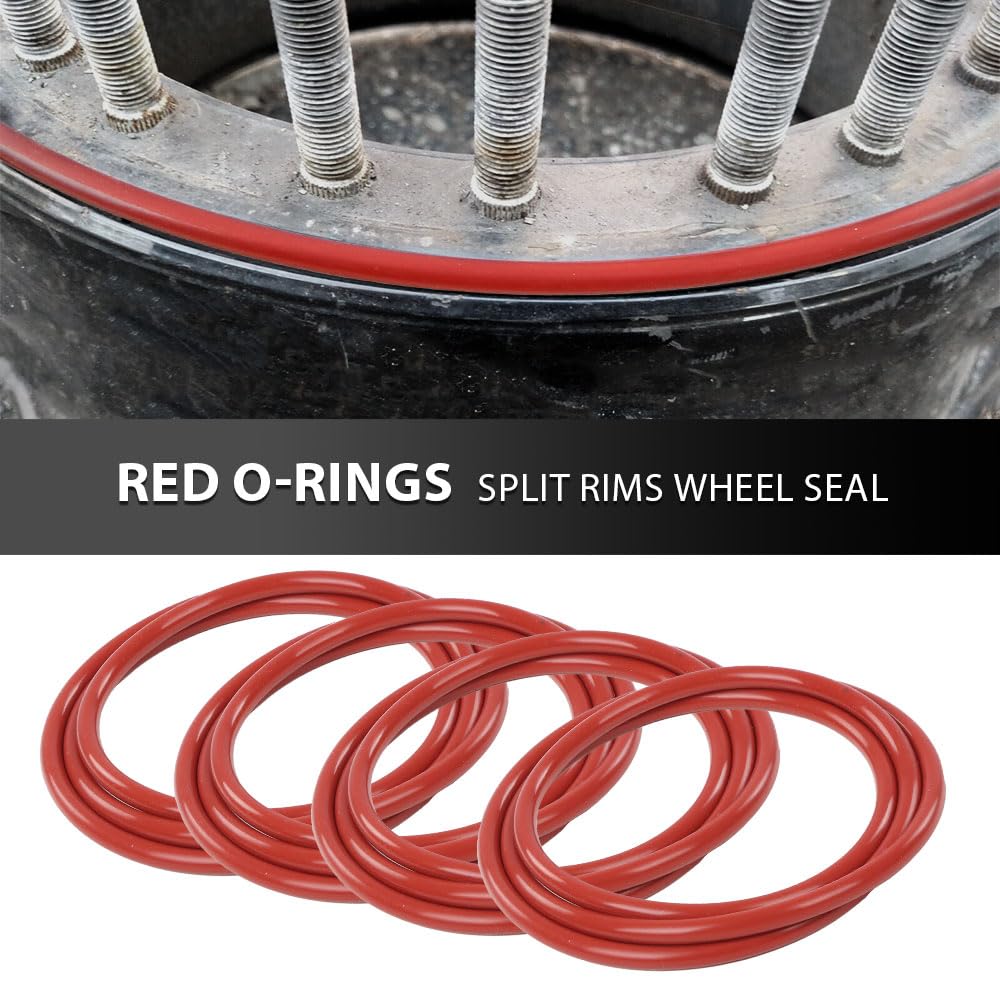 G-PLUS 4Pack Red O-Rings Wheel Seal 16.5" Compatible with All 24 Bolt Rims and 12-Bolt Military Humvee Rim Gasket M1101 M1102 Trailers